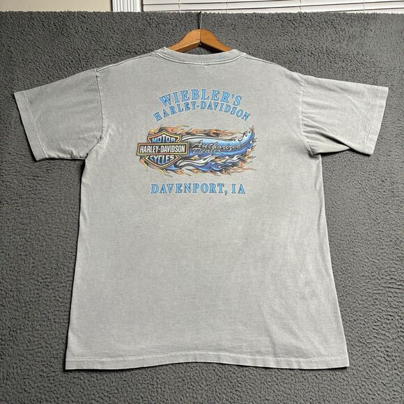Vintage Harley Davidson T-Shirt Mens Medium 90’s Made USA Single Stitch Flames - Picture 2 of 14